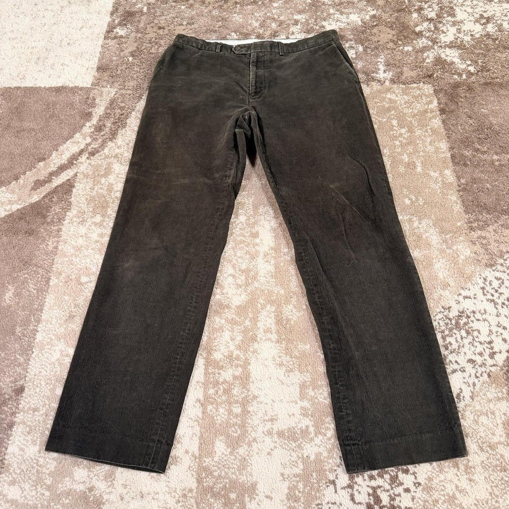 Lauren Ralph Lauren Corduroy Pants Mens 34x32 Brown‎ Olive Flat Front Preppy